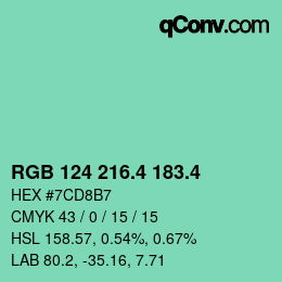 カラーコード: RGB 124 216.4 183.4 | qconv.com