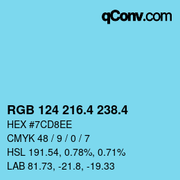 カラーコード: RGB 124 216.4 238.4 | qconv.com