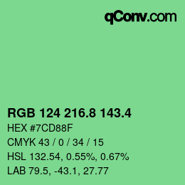 カラーコード: RGB 124 216.8 143.4 | qconv.com