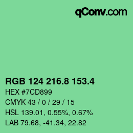 カラーコード: RGB 124 216.8 153.4 | qconv.com