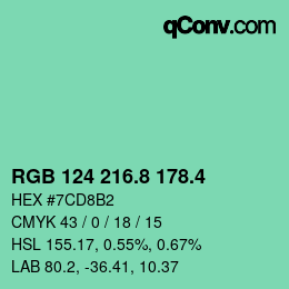 カラーコード: RGB 124 216.8 178.4 | qconv.com