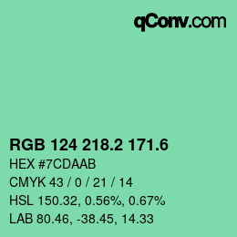 カラーコード: RGB 124 218.2 171.6 | qconv.com