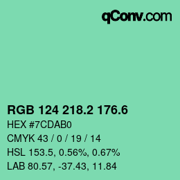 カラーコード: RGB 124 218.2 176.6 | qconv.com