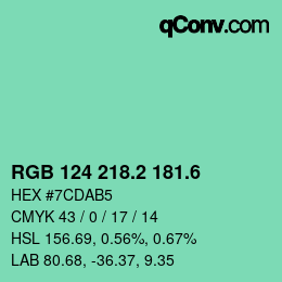 カラーコード: RGB 124 218.2 181.6 | qconv.com