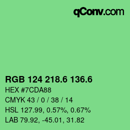 カラーコード: RGB 124 218.6 136.6 | qconv.com