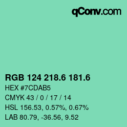 カラーコード: RGB 124 218.6 181.6 | qconv.com