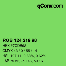 Color code: RGB 124 219 98 | qconv.com