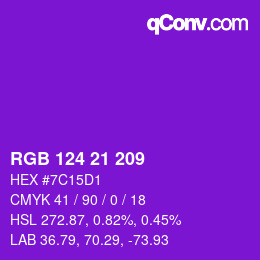 Color code: RGB 124 21 209 | qconv.com