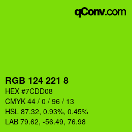 カラーコード: RGB 124 221 8 | qconv.com