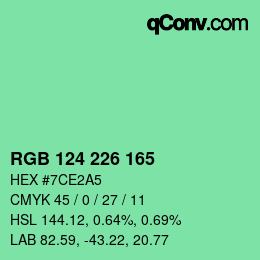 カラーコード: RGB 124 226 165 | qconv.com