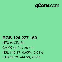 Color code: RGB 124 227 160 | qconv.com