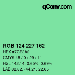 Color code: RGB 124 227 162 | qconv.com