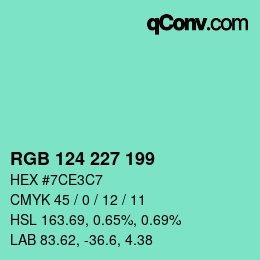 Color code: RGB 124 227 199 | qconv.com