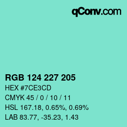 Farbcode: RGB 124 227 205 | qconv.com