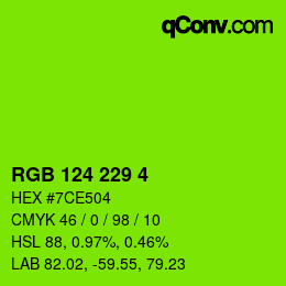 Color code: RGB 124 229 4 | qconv.com