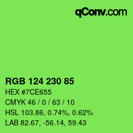 Color code: RGB 124 230 85 | qconv.com