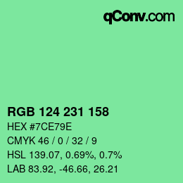 カラーコード: RGB 124 231 158 | qconv.com