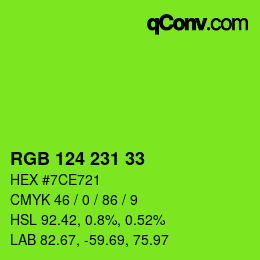 Color code: RGB 124 231 33 | qconv.com