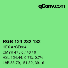 Color code: RGB 124 232 132 | qconv.com