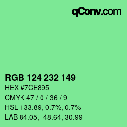 Color code: RGB 124 232 149 | qconv.com