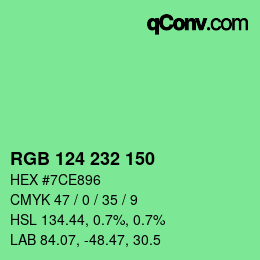 Color code: RGB 124 232 150 | qconv.com