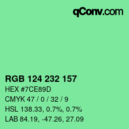 Color code: RGB 124 232 157 | qconv.com