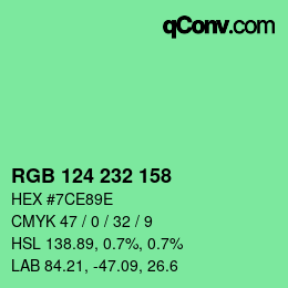 カラーコード: RGB 124 232 158 | qconv.com