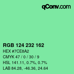 Color code: RGB 124 232 162 | qconv.com
