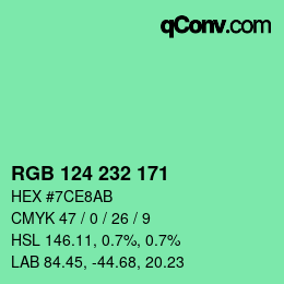 Color code: RGB 124 232 171 | qconv.com