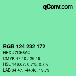 Color code: RGB 124 232 172 | qconv.com