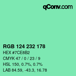 Color code: RGB 124 232 178 | qconv.com