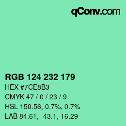 Color code: RGB 124 232 179 | qconv.com