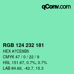Color code: RGB 124 232 181 | qconv.com