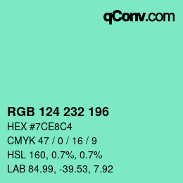 Color code: RGB 124 232 196 | qconv.com