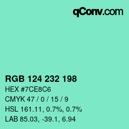 Color code: RGB 124 232 198 | qconv.com