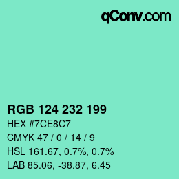 Color code: RGB 124 232 199 | qconv.com