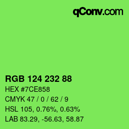 Color code: RGB 124 232 88 | qconv.com