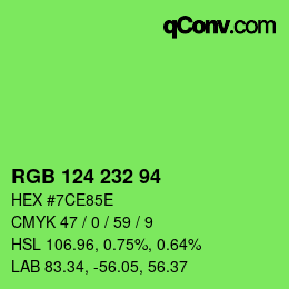 Code couleur: RGB 124 232 94 | qconv.com