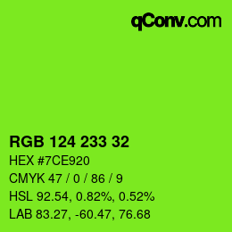 Color code: RGB 124 233 32 | qconv.com