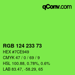 Código de color: RGB 124 233 73 | qconv.com