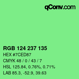 Color code: RGB 124 237 135 | qconv.com