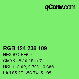 颜色代码: RGB 124 238 109 | qconv.com