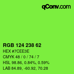 カラーコード: RGB 124 238 62 | qconv.com