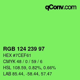 Color code: RGB 124 239 97 | qconv.com