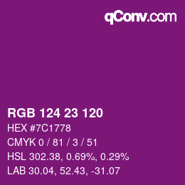 Color code: RGB 124 23 120 | qconv.com