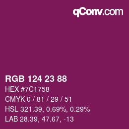 Color code: RGB 124 23 88 | qconv.com