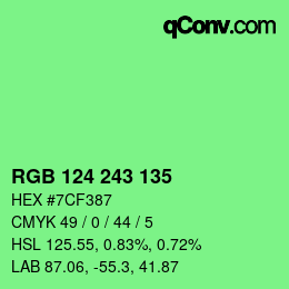 Color code: RGB 124 243 135 | qconv.com