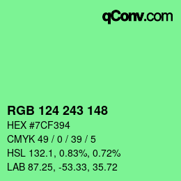 Color code: RGB 124 243 148 | qconv.com