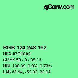 Color code: RGB 124 248 162 | qconv.com
