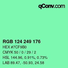 Color code: RGB 124 249 176 | qconv.com